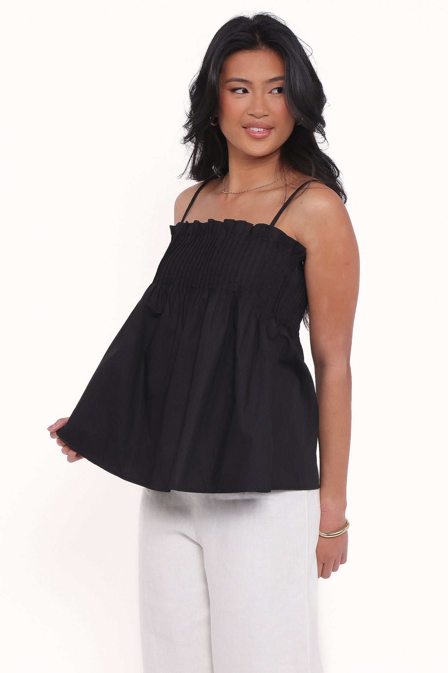 Carson Pleated Top - Black