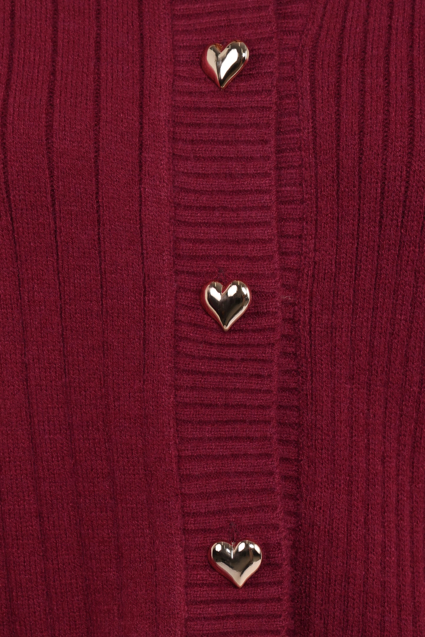 Loulani Heart Button Cardigan - Cherry