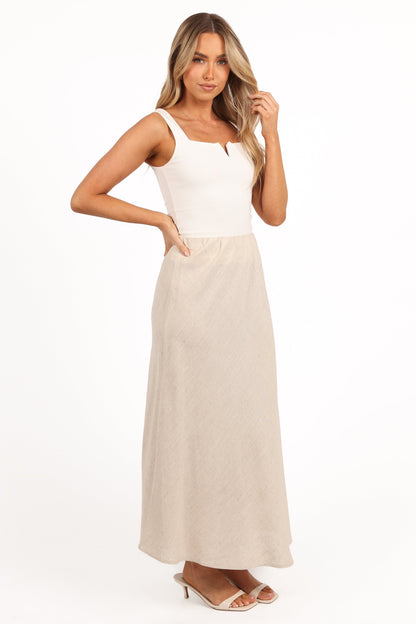Alex Linen Midi Skirt - Oatmeal