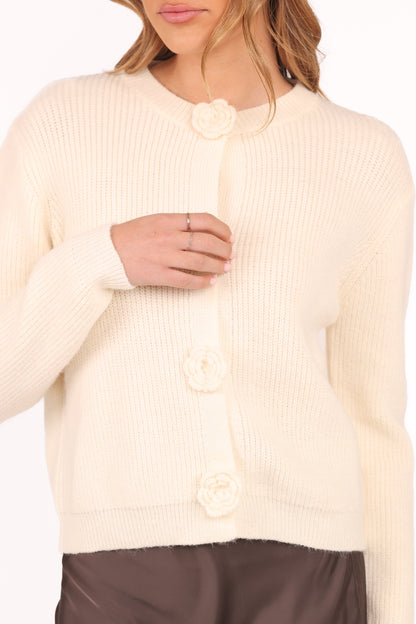 Jones Rosette Cardigan - Cream