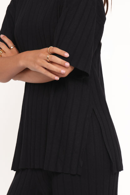 Alix Ribbed Knit Set - Black