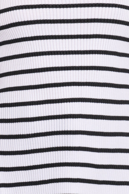 Alvina Knit Top - White Black Stripe