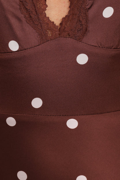 Arella Maxi Dress - Brown Polka Dot