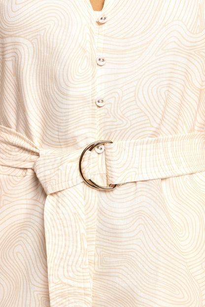 Cassian Belted Romper - Tan Swirl