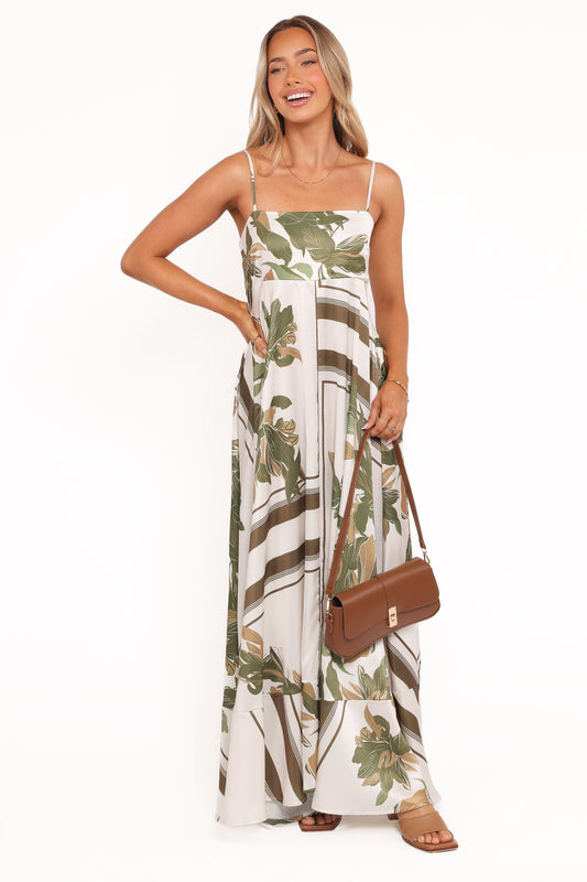 Elanor Maxi Dress - Olive Print