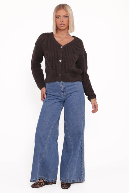 Henderson Thick Knit Cardigan - Brown