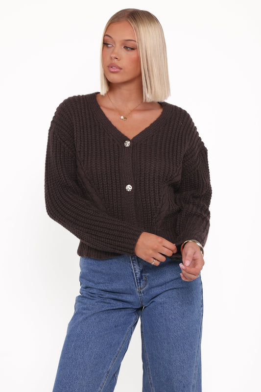 Henderson Thick Knit Cardigan - Brown