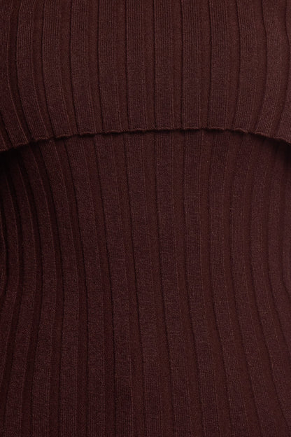 Inora Off Shoulder Knit Top - Chocolate