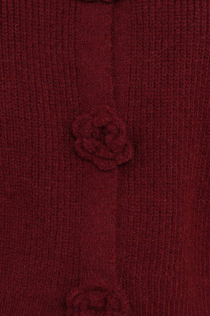 Jones Rosette Cardigan - Burgundy