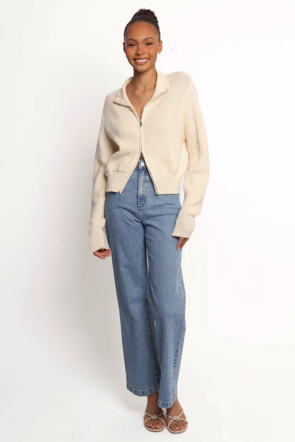 Kourtney Zip Cardigan - Cream