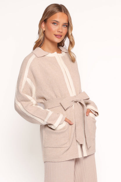 Maloney Tie Front Coatigan - Beige