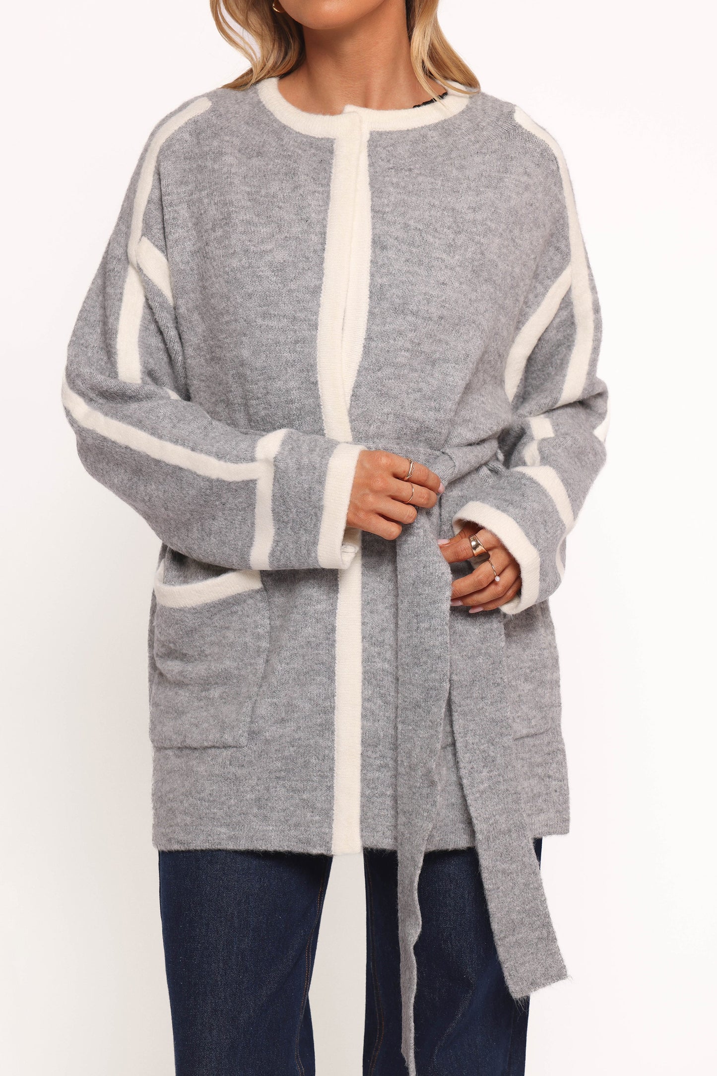 Maloney Tie Front Coatigan - Grey