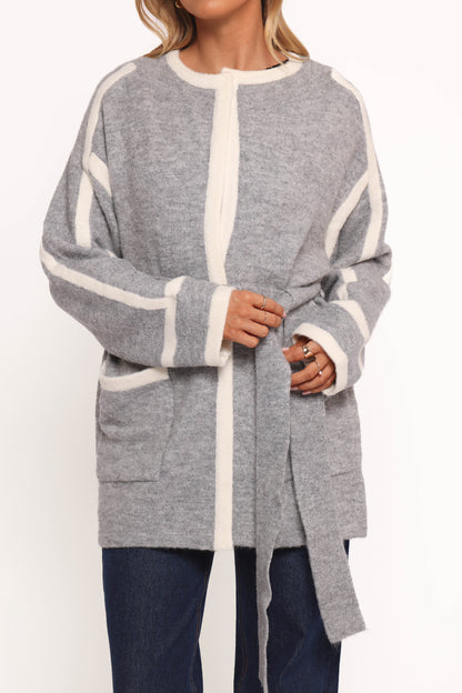 Maloney Tie Front Coatigan - Grey