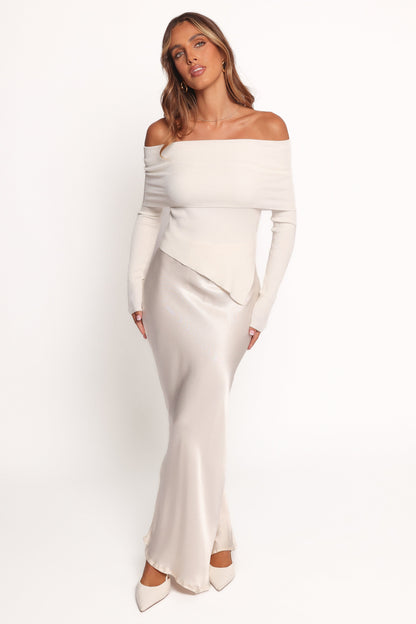 Mavis Off Shoulder Knit Top - Cream