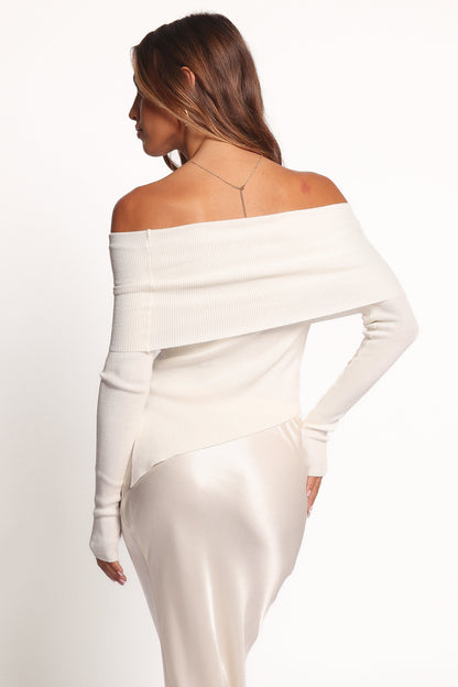 Mavis Off Shoulder Knit Top - Cream