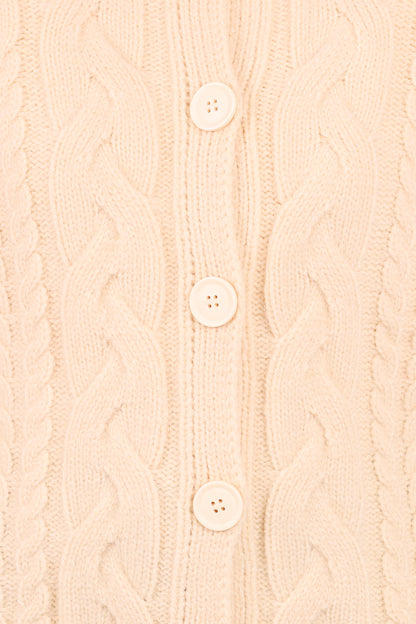 Nika Cable Knit Cardigan - Taupe