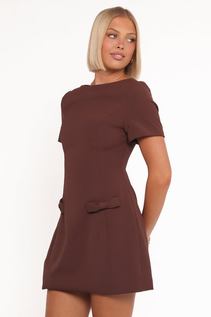 Tanis Mini Dress - Brown