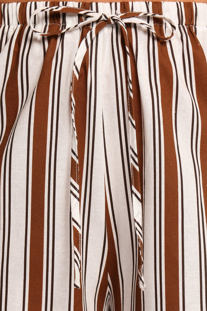 Thalia Wide Leg Pant - Chocolate Stripe