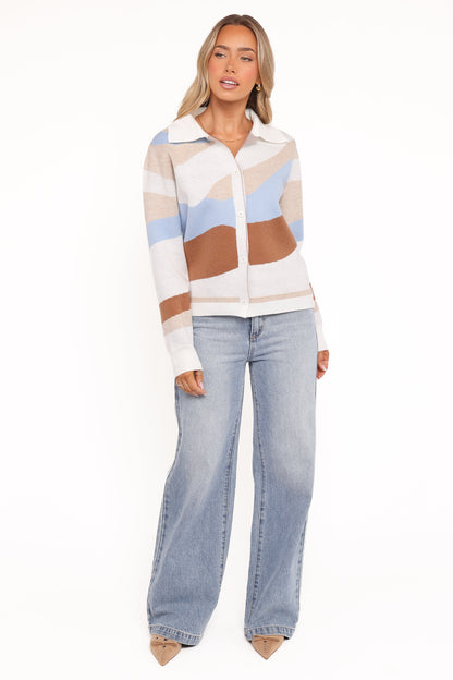 Tulula Abstract Print Cardigan - Cream