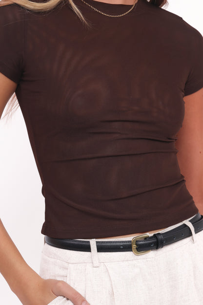 Vivian Mesh Tee - Brown