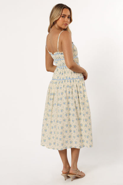 Felicity Midi Dress - Ivory Blue