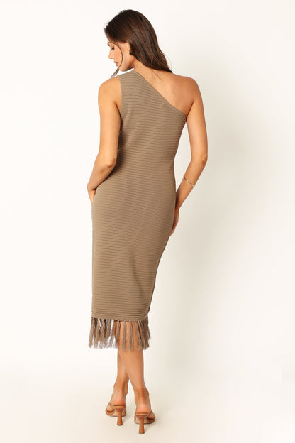 Winne One Shoulder Knit Dress - Olive