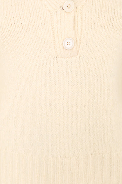 Kahlani Button Front Knit Sweater - Cream