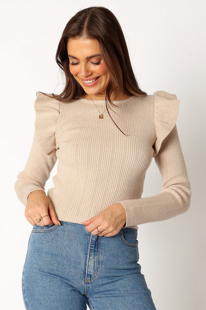 Easton Long Sleeve Knit Top - Nude
